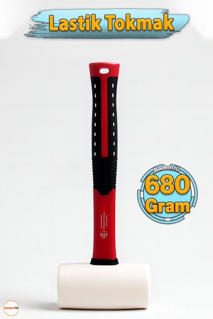 680 Gr Kauçuk Beyaz Tokmak Ergonomik Saplı Sessiz Çekiç Fayans Bordür Karo Mermer Granit Döşeme