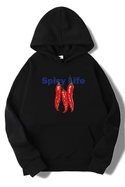 Unisex Oversize Spicy Life Hoodie Black