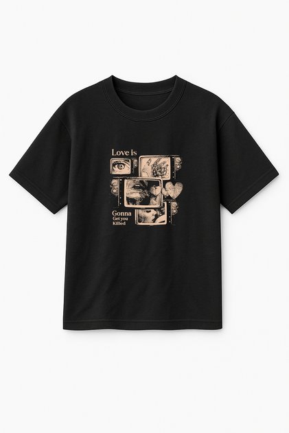 Oversize Black Unisex Love's Gonna Get You Killed Kendrick Lamar Printed T-Shirt Tee