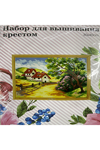 Kit elegant de broderie în cruce cu etamină imprimată (fir, ac, țesătură) 30*40 cm DAX036