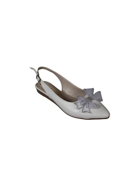 Yazkish Women's Black and White Leather Tulle Bow Front Closed Back Ballerinas