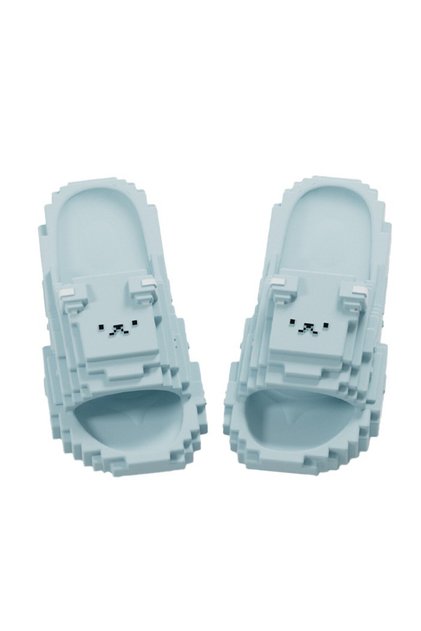 Papuci pentru adolescenți, tip șlapi, unisex, Pixel, antiderapanți, mărimea 38-39, albastru deschis