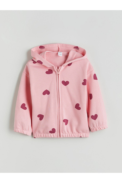 Lcw Kids Pink Zippered Hooded Girl's Sweatshirt
