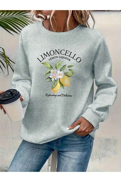 LİMONCELLO BASKILI OVERSİZE UNISEX KADIN/ERKEK BİSİKLET YAKA SWEATSHİRT