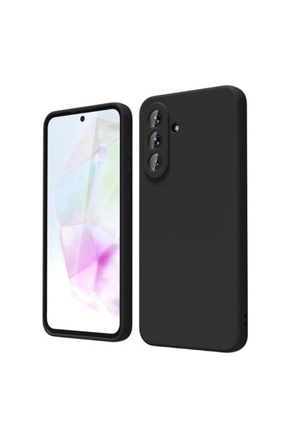 Carcasă compatibilă cu Galaxy A36 5G, fabricată din silicon catifelat cu interior din microfibră - Neagră