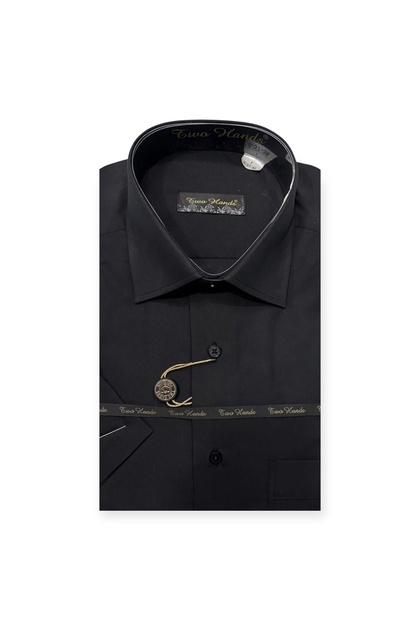 Two Hands Men's Classic Large Size Short Sleeve Pocket Shirt 1251