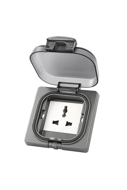 Universal Waterproof Outdoor Sockets, Power Socket IP65, Wall Electrical Outlet with Cover,
