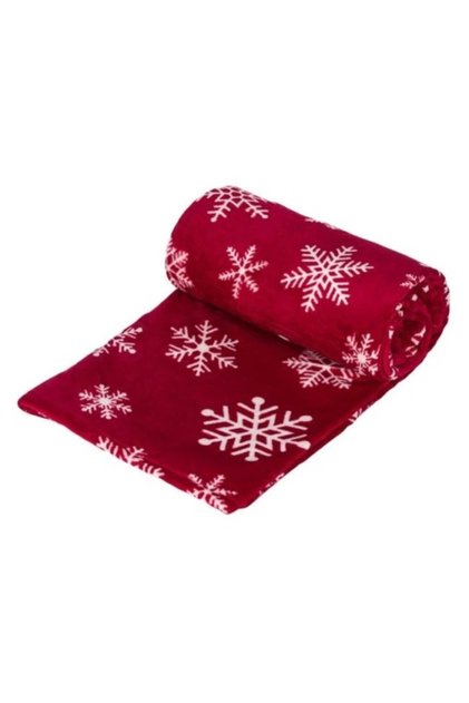 Pătură decorativă de Crăciun din catifea, dimensiune 200 x 150 cm, culoare vișinie