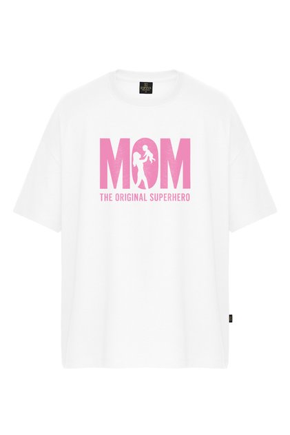 Women's Mom Superhero Printed Oversize T-Shirt