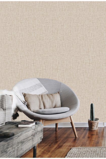 Tekstil Serisi Keten Kumaş Görünümlü Soft 5.2m² Duvar Kağıdı