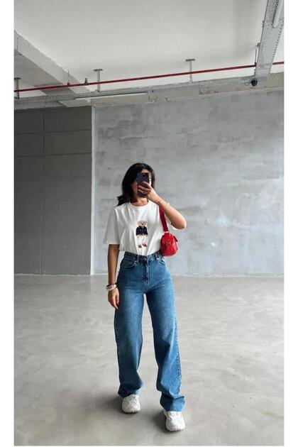New Season High Belt Wi̇de Leg Palazzo Women's Jean Pants