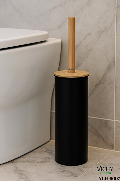 VICHY Siyah Silindir Bambu Saplı Klozet Fırçası VCH-6607 - Fiyatı