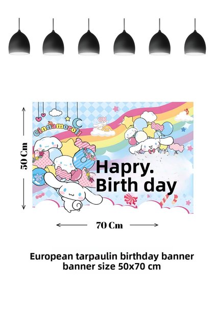Cinnamoroll Cinnamon Themed Birthday Banner Rainbow
