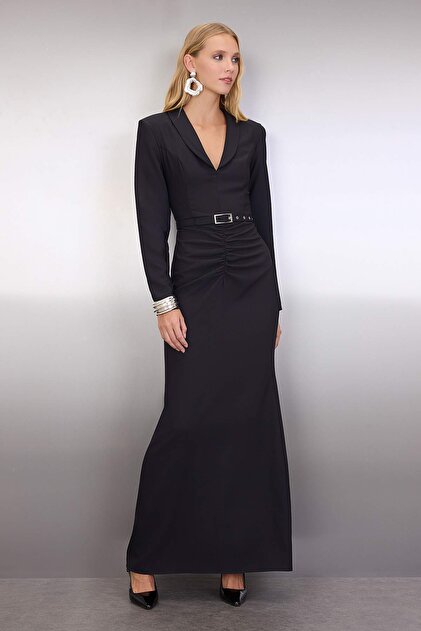 slim fit dress slacks Black Long Prom Dresses, Aline Black Formal Graduation Dresses US 14 / Black