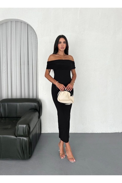 Women's Madonna Collar Sandy Fabric Long Dress Trendy and Stylish