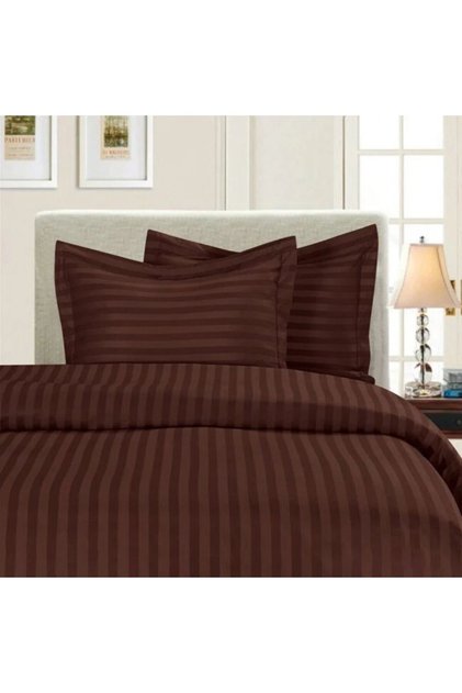 Σετ 2 μαξιλαροθήκες Deco, Damask Satin, 100% βαμβάκι, 40x40 cm, ρίγες 1 cm, Σοκολά