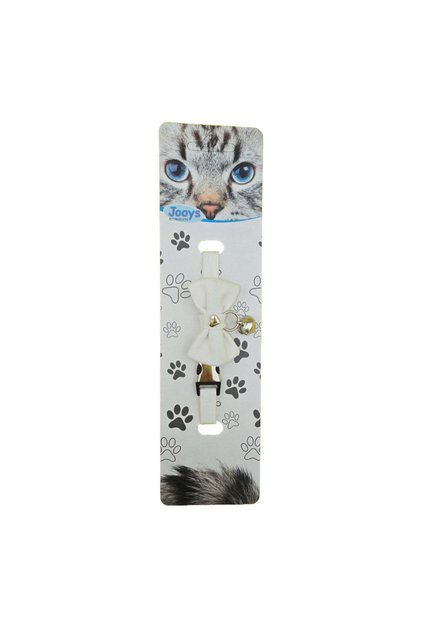 Velvet Bell Bow Tie Cat Collar White