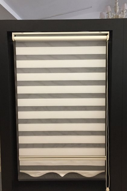 Stor Zebra Perde Krem Etek Modelli