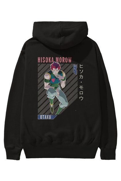 Hisoka Morow 2 2 Anime Back Printed Black Oversize Hooded Sweatshirt Men Women