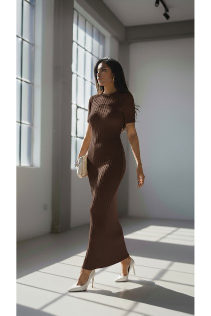 Fitted Rib Knitwear Dress Dnv-000037