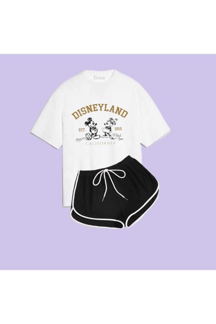 Disneyland Printed Double Pinterest Shorts Tshirt Set