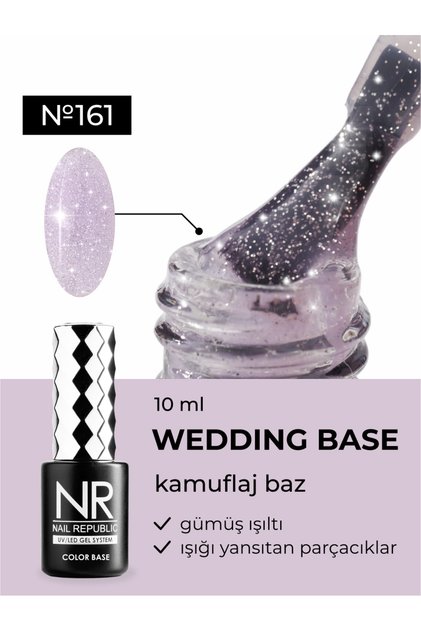 Kalıcı Oje BASE Mor Kamuflaj Wedding 161 Simli (10 ml)