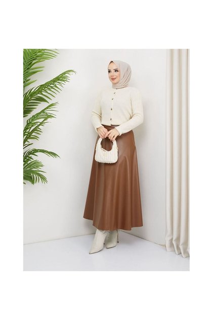 Mevlana Model Leather Skirt Black