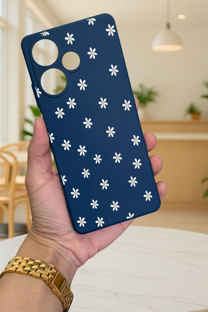 Infinix Hot 30İ Compatible Mini Daisy Patterned Silicone Shock Absorbing Classic Protected Rubber Case