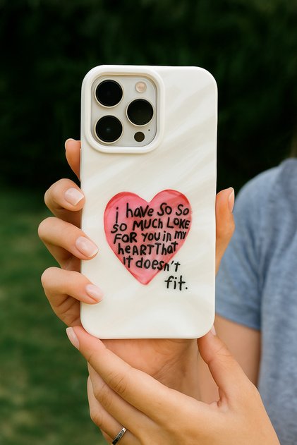 iPhone 15 Pro Max Heart Motif Camera Protruding 3D Water Wave Glossy Silicone Wavy Case