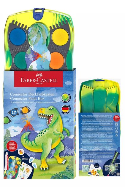 Acuarele 12 Culori Conector Dinozauri 2025 Faber-Castell