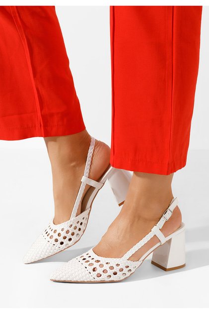 Pantofi slingback Letira albi