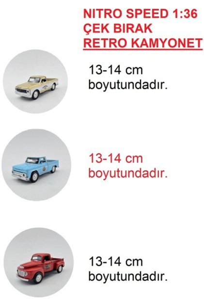 Nitro Speed 1:36 Pull and Release Retro Pickup Truck 3-Pack in Vibrant Colors