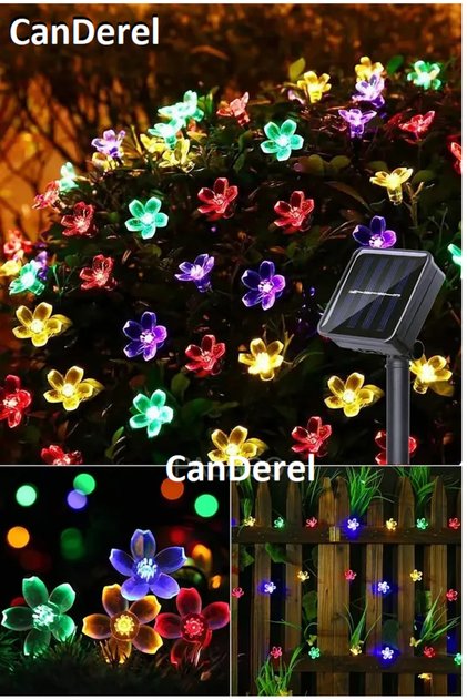 Papatya Çiçek Güneş Enerjili Solar Led Işık 7 Metre Dekoratif Rgb Yılbaşı Bahçe Balkon Ve Teras