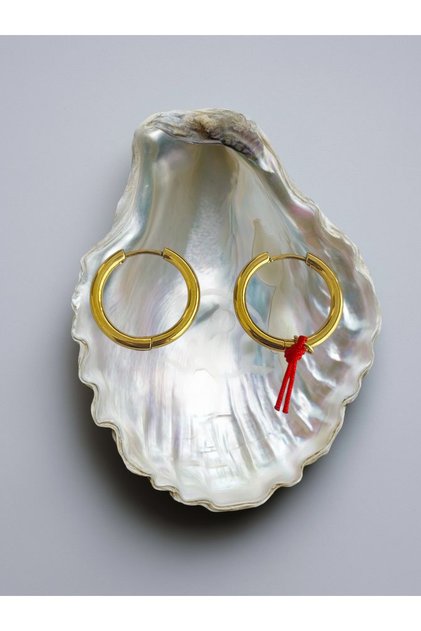 Steel Red String Lucky Earring