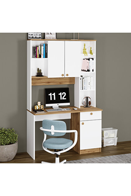 Kalender Dekor Nehir Çekmeceli Dolaplı Raflı Çalışma Masası