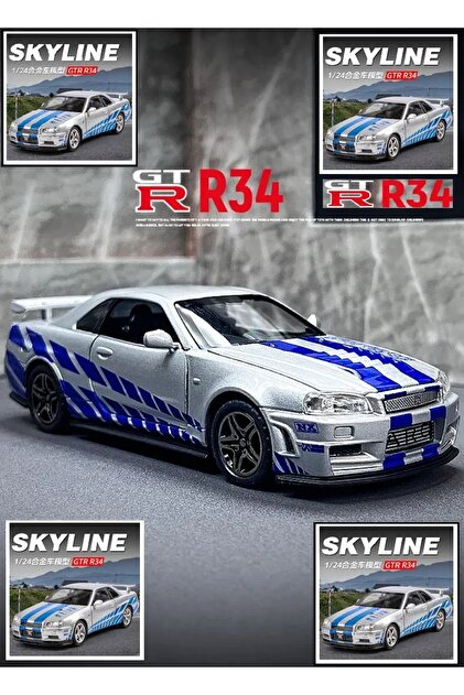 OYUNCAKSAHİLİ Nissan Skyline Gtr R34 Rs Diecast 1.24 Metal Car