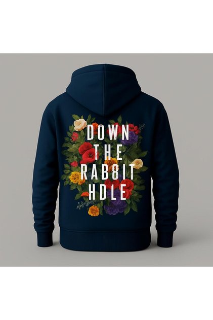 Floral Patterned Text Printed Hooded Sweatshirt – Unisex Casual Fashion