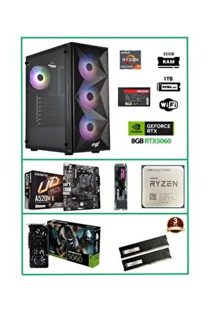 MSI Pc Ddr5 - 8 Gb Rtx 4060 - 14.nesil I5 14400f - 16gb Ddr5 Ram