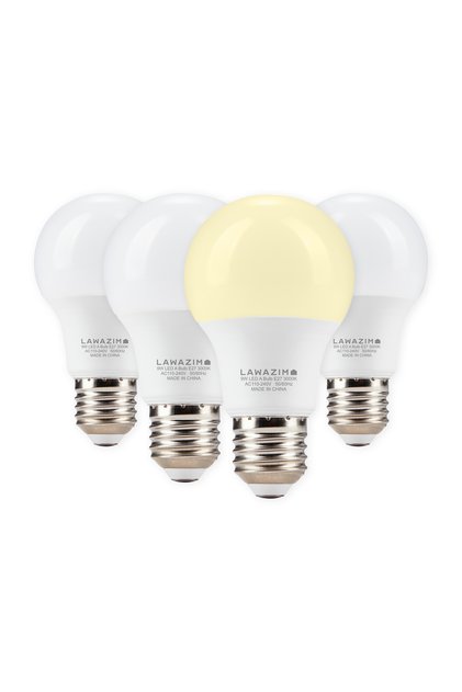 لمبة LED 9 وات A60 E27 عبوة من 4 قطع - أبيض دافئ 3000 كلفن - 720 لومن، ما يعادل 55 وات، غير قابلة للتعتيم