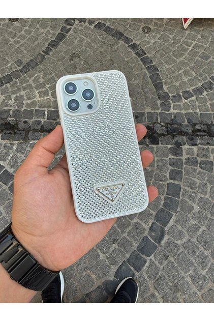 iPhone 15 Full White Stone Phone Case