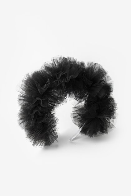 Black Tulle Pompom Girl's Crown