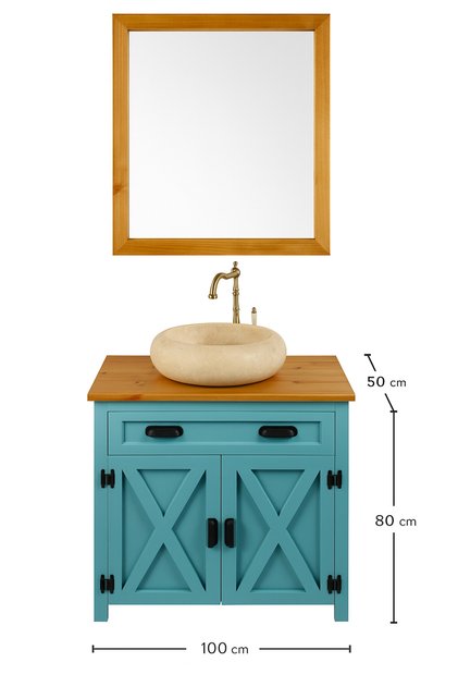 Masif ahşap banyo dolabı