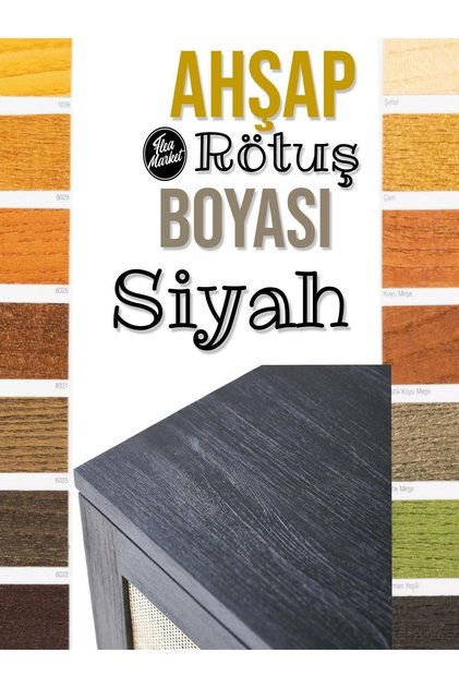 Ahşap Rötuş Boyası - Siyah 25ml , Fırçalı Cam Şişede Mobilya Masa Sandalye Sehpa Çizik Onarıcı