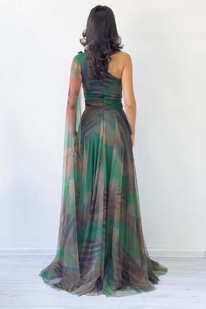 customized prom dress Peacock Green Sequin Off Shoulder V-Neck Mermaid Prom Dress