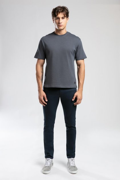 Hevass Men's O Neck T-Shirt Indigo
