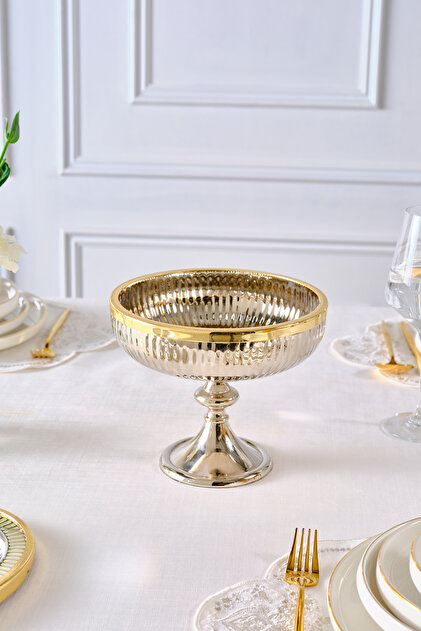 Karaca New Year Yılbaşı Ring Ayaklı Dekoratif Kase Gold 18x23 cm