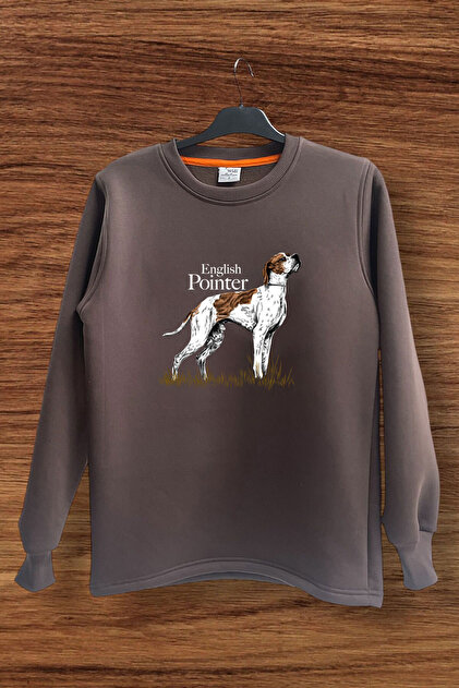 Hunting Hunting English Pointer Hunting Dog Printed Regular Fit 100% Cotton Crew Neck Sweatshirt