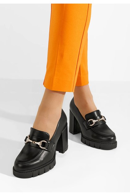 Loafers με τακουνι Reena μαύρα