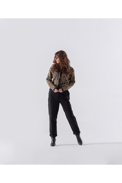 Triko Kumaş Leopar Desen Hırka