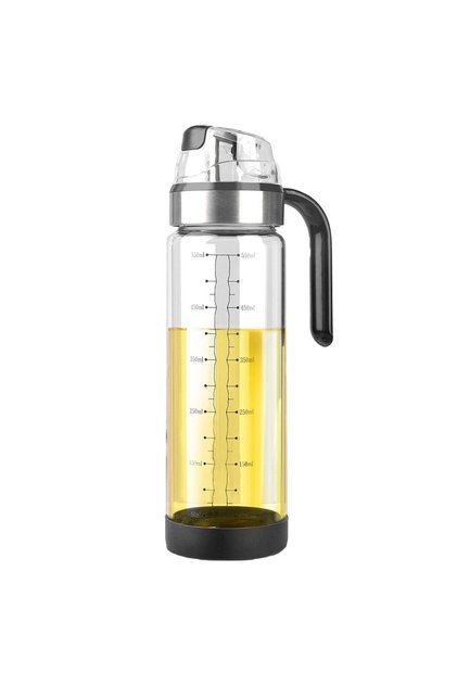 Sticlă dozatoare de ulei cu capac cu închidere, pentru lichide de bucătărie, 500 ml, transparentă